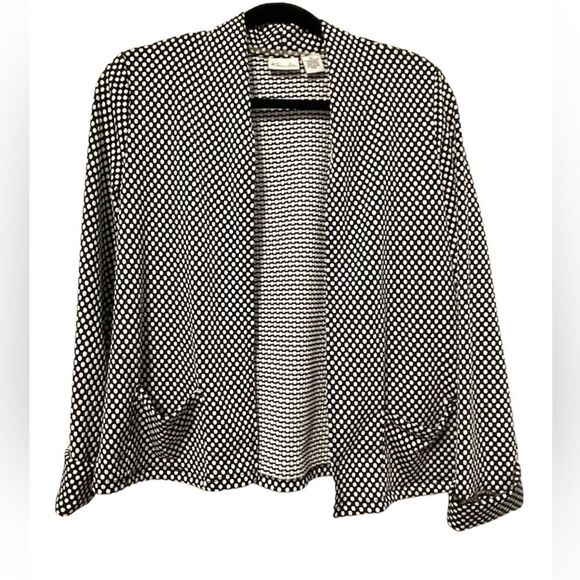 Kim Rogers Black & White Polka‎ Dot Dual Pocket Blazer Women’s Petite Small - Picture 1 of 5